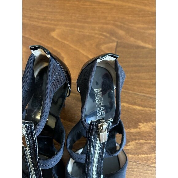 Michael by Michael Kors Womens Black Front Zipper Sexy Heels Size 7 M Open Toe - Picture 4 of 8
